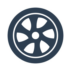 Car wheel icon on white background.