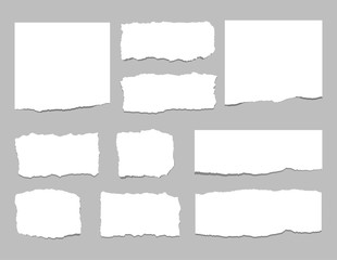 Torn sheets of paper. Torn paper strips. Vector illustration - obrazy, fototapety, plakaty