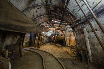 Underground coal ore mine shaft tunnel gallery