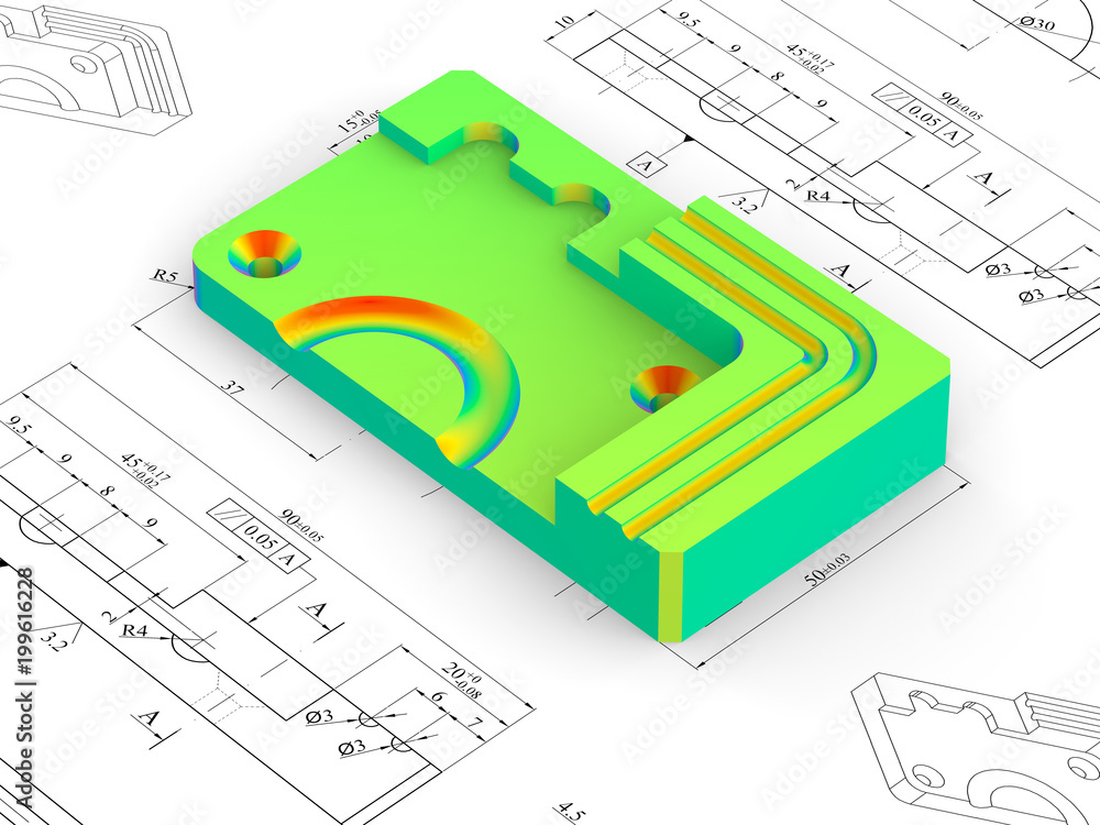 Poster 3d render - finite analysis concept