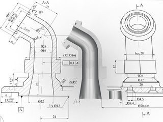 3D render - section cut CAD part