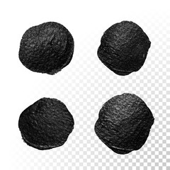 Black watercolor brush blob. Vector oil paint smear. Polish stain.
