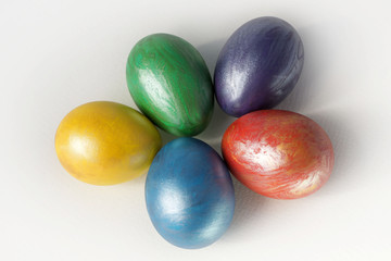 Perfect colorful handmade easter eggs isolated on a white