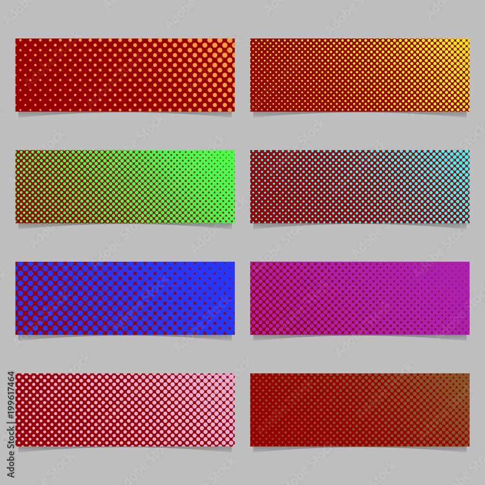 Poster color abstract halftone dot pattern banner background template design set - horizontal rectangle vec