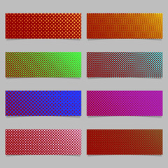 Color abstract halftone dot pattern banner background template design set - horizontal rectangle vector graphics with circles in varying sizes
