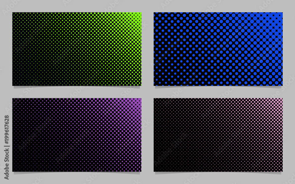 Poster abstract halftone dot pattern business card background template design set - vector graphics with co
