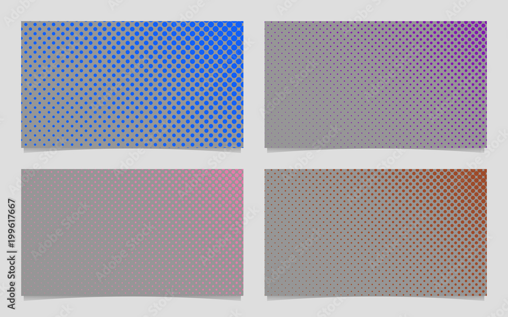 Poster abstract color halftone dot pattern business card background design set - vector identity card illus
