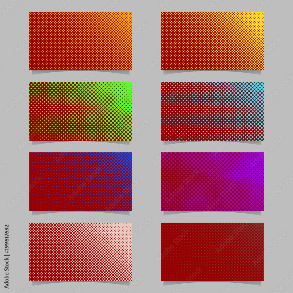 Poster color abstract halftone dot pattern business card background design set - vector namecard graphics w