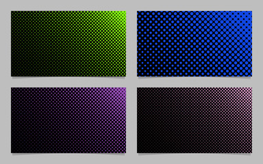 Abstract halftone dot pattern business card background template design set - vector graphics with colored circles