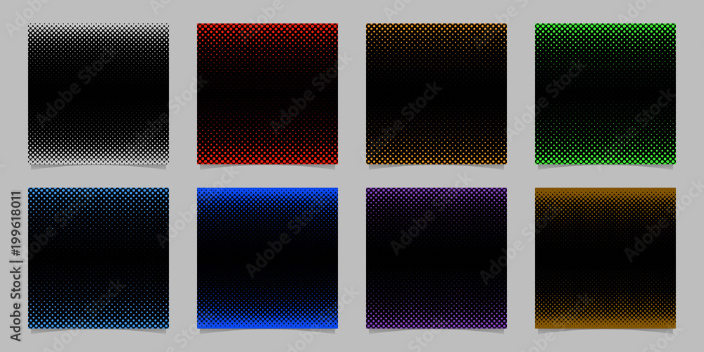 Poster geometrical halftone dot pattern background set - vector stationery graphics with colored circles in