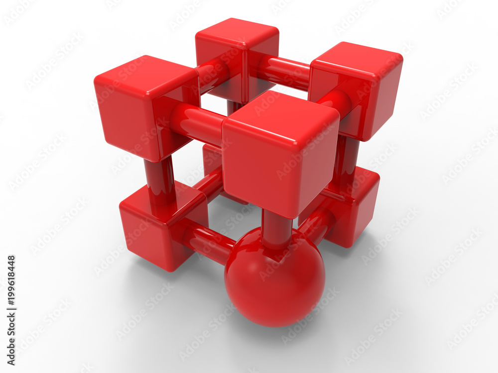 Aufkleber 3d render - structure made from cubes and a sphere