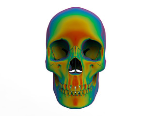 3D illustration - color map on a human skull