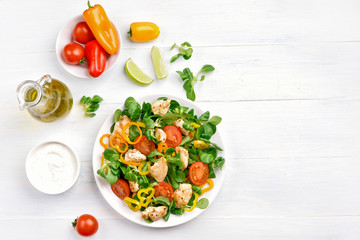 Vegetable salad with chicken meat