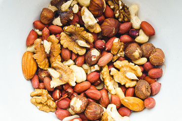 Mixed Nuts. Healthy food and snack. Top view