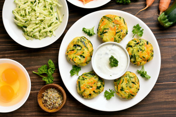 Vegetable cutlet from carrot, zucchini, potato