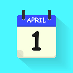 April 1.Blue calendar icon.