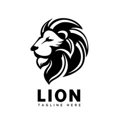 elegant black head lion profile logo