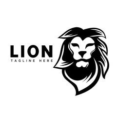 elegant brave lion profile art logo