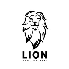 elegant brave line art lion profile logo