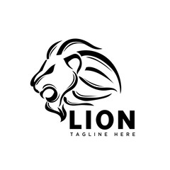 roaring line art head lion logo