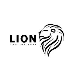 line art profile lion logo