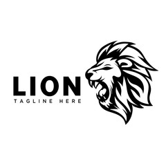 Cartoon roaring head lion art logo