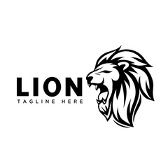 Cartoon roaring head lion art logo