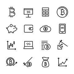 sixteen vector bitcoin icons