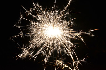 Sparkler fireworks on a black background