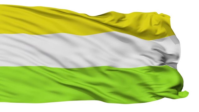 Tena  flag, city of Colombia, realistic animation isolated on white seamless loop - 10 seconds long (alpha channel is included)
