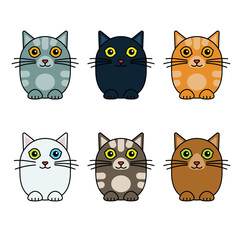 Fototapeta premium six cute vector cats