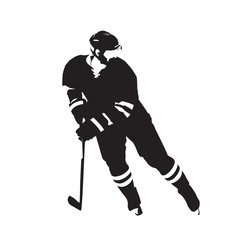 Naklejka premium Ice hockey player, abstract vector silhouette