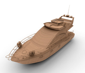 3D render - wooden yacht sculpture