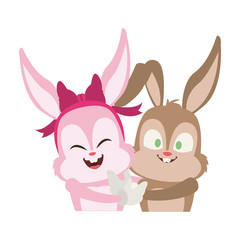 Beatiful rabbits cartoons vector illustration graphic design