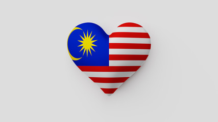 Corazón bandera Malasia. 3D