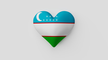 Corazón bandera Uzbekistán. 3D