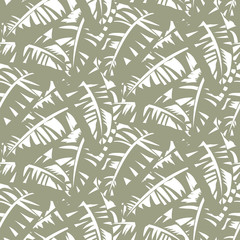 Pattern with tropical banana leafs