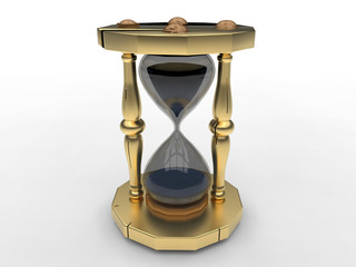 3D illustration - golden hourglass