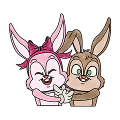 Beatiful rabbits cartoons vector illustration graphic design