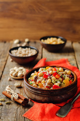 Moroccan chickpeas barley pistachio salad
