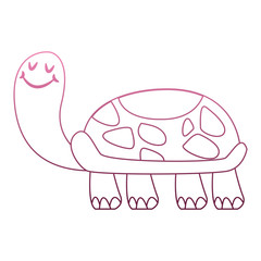 Funny turtle cartoon on purple lines vector illustration