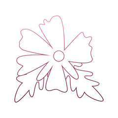 Beautiful flower cartoon on purple lines vector illustration