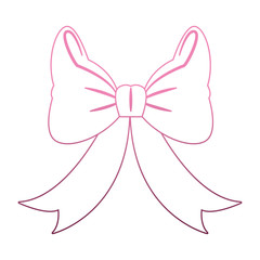 Decorative bow isolated on purple lines vector illustration