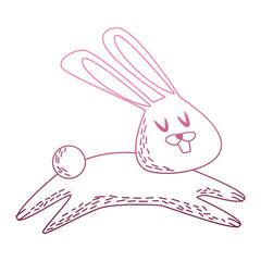 Cute rabbit cartoon on purple lines vector illustration