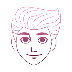 Young man cartoon on purple lines vector illustration
