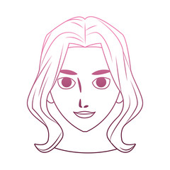 Young woman cartoon on purple lines vector illustration