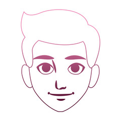 Young man cartoon on purple lines vector illustration