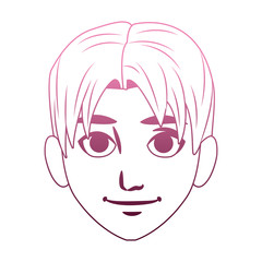 Young man cartoon on purple lines vector illustration