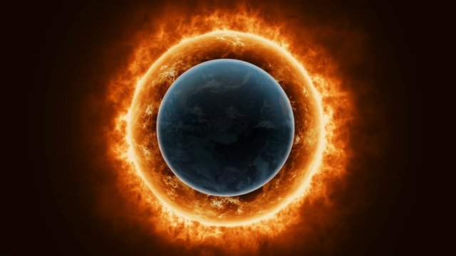 Sun surface with enormous thermal energy cover the Earth.