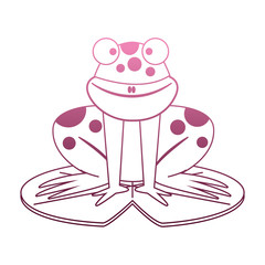 Frog cartoon isolated on purple lines vector illustration